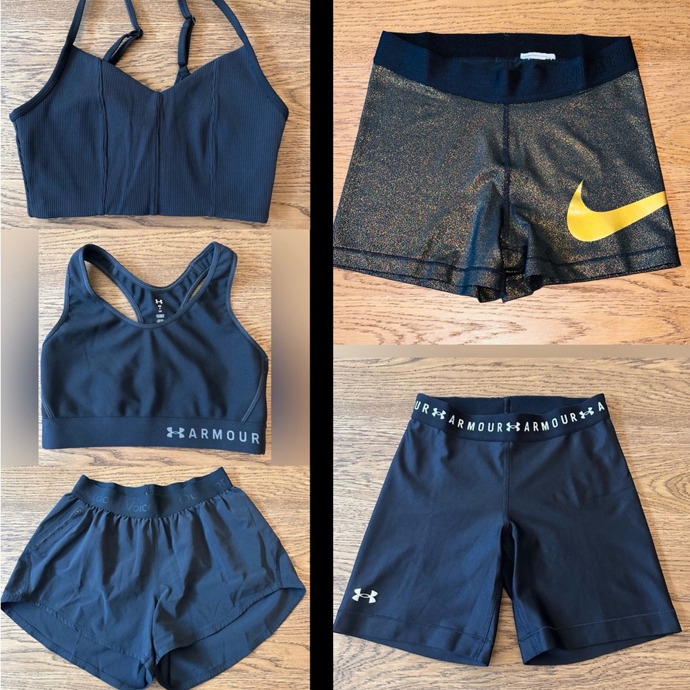 5 Piece BUNDLE Activewear Sport Bras & Shorts S, XS XXS